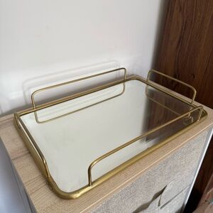West Elm Brass and Gold Mirror Tray